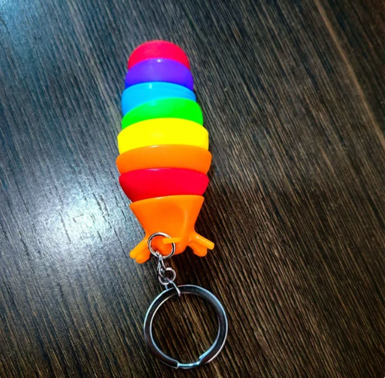 Mini Fidget Squeezy Slug Keychain