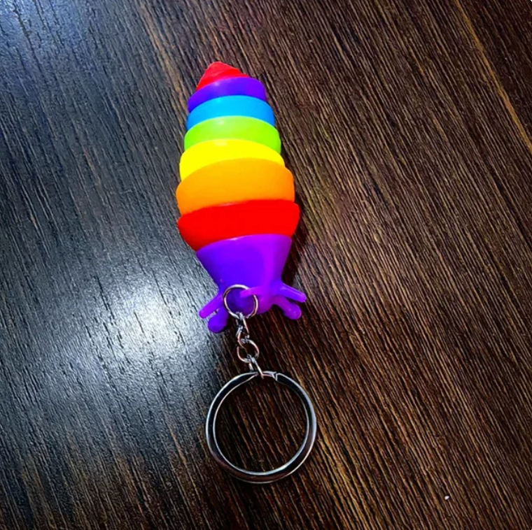 Mini Fidget Squeezy Slug Keychain