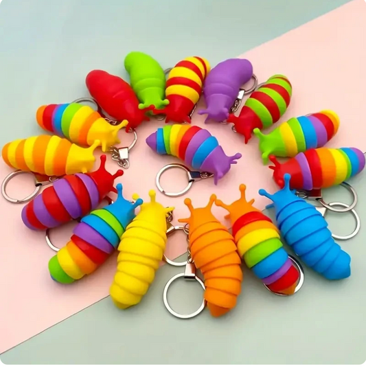 Mini Fidget Squeezy Slug Keychain
