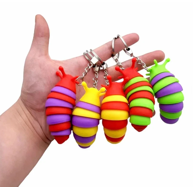 Mini Fidget Squeezy Slug Keychain