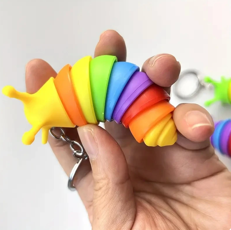 Mini Fidget Squeezy Slug Keychain
