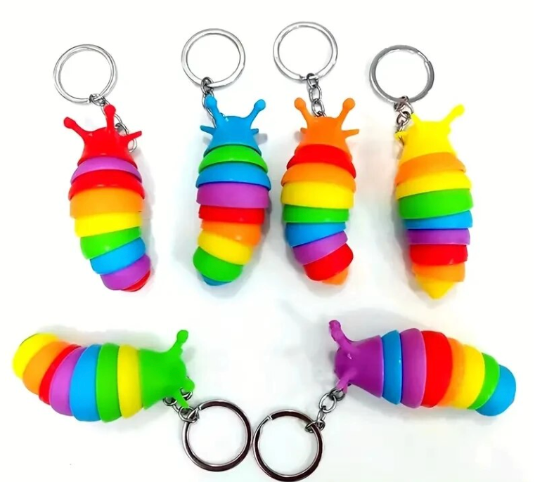 Mini Fidget Squeezy Slug Keychain