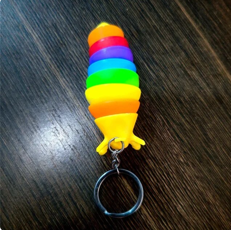 Mini Fidget Squeezy Slug Keychain